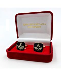 Craft Square and Compass Black enamel cuff links